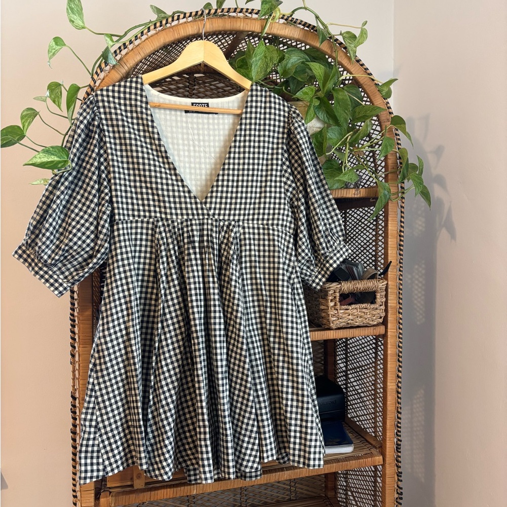 Gingham V-Neck Dress